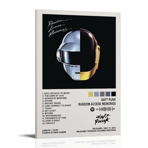 SRJUDR Poster Daft Punk Random Access Memories Music Poster Art mural et impressions sur toile Portrait Décoration murale 20 x 30 cm style cadre
