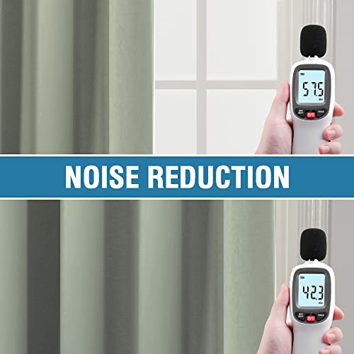 100% Blackout Curtains For Bedroom Thermal Insulated Blackout Curtains 84 Inch Length Heat And Full Light Blocking Curtains Window Drapes For Living Room With Black Liner 2 Panels Set, Light Sage #TOP6