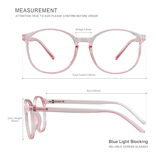 Image of Vintage Round Progressive Multifocal Presbyopic Glasses, Blue Light Blocking Glasses for Men Women Readers (Clear Pink,+0.00 /+1.75 Magnification)