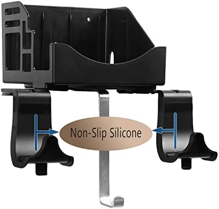 Hosanwell XBOX Series X Wall Mount Bracket Stand 4 in 1 Bundle Set, Dual Controller Holder & Headphone Hanger, Heat Dissipation, Comes with Non-Slip Mat, Cable Charging Notch, Easy Installation