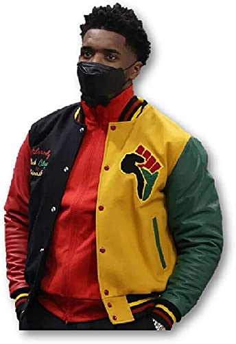 Image of HBCU Pride Letterman Varsity Jacket - Donovan Mitchell Multicolor HBCU Wool Jacket with HBCU Patches
