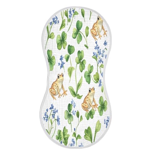 Playful Frogs Plant Burp Cloths Cotton Baby Washcloths,Large 22x11in Burping Cloth Absorbent and Soft for Newborn Baby Boys and Girls,4 Pack