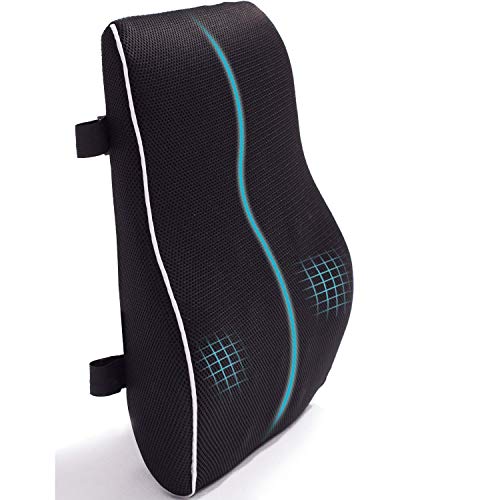 Cojín de espuma viscoelástica para aliviar el dolor de espalda Mejorar la postura Almohada de apoyo lumbar para silla de oficina Escritorio de coche con correas ajustables dobles