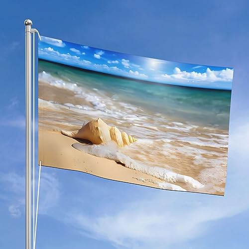 Drapeau océan coquillage 1,2x1,8m en polyester haute densité à double œillets