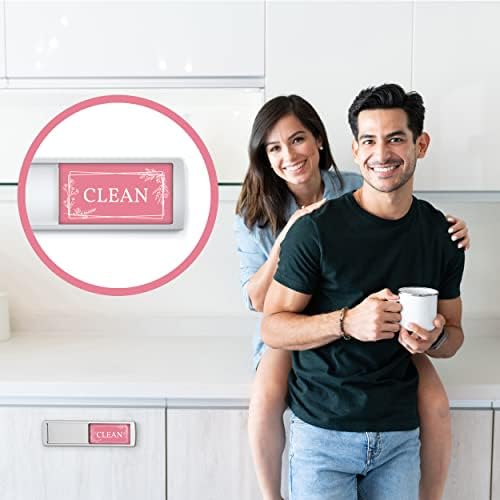 Stylish Clean Dirty Dishwasher Magnet Sign - Ideal Signs for Any Home or Office Kitchen - Nice Decor - Double-Sided Adhesives Included for Non-Magnetic Dishwashers, Laundry or Washing Machine