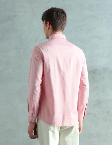 Image of Arrow Sport Solid Slim Fit Cotton Shirt for Men - Full Sleeve Mens Casual Shirts