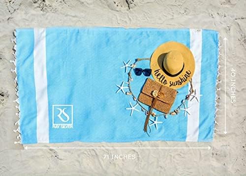 Miniatura 4 de Toallas de playa turcas de gran tamaño, XL, 40 x 71 pulgadas, toalla de playa sin arena, 100% algodón, suave de secado rápido, toallas de viaje y