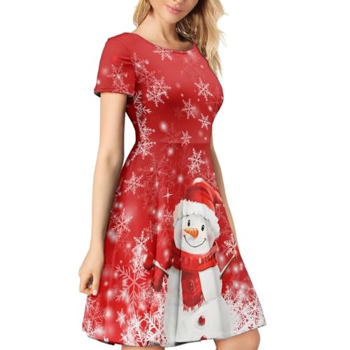 Image of Biyejit Women's Summer Casual Short Sleeve T-Shirt Swing Dress Crew Neck Plus Size S-4XL
