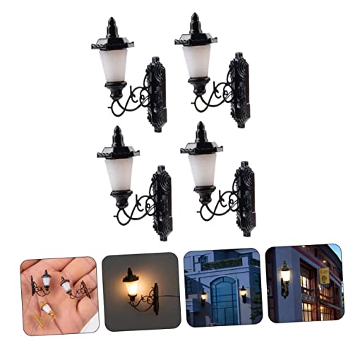 Miniatura 4 de Akoosy Mini Lámparas De Pared En Madera Para Decoración De Casas De Muñecas, Pack De 4 Luz Cálida, Para Mesas Auxiliares Y Micropaisajismo