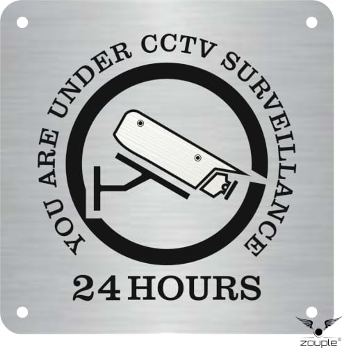 Image of CCTV Surveillance ZOUPLE Sign, 6 inchx6 inch, Dual Mount, JSL Brand Steel Laser Print