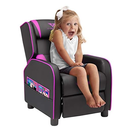 Vitesse Gaming Kids Sofa Recliner,Youth Children PU Leather Armchair Footrest,Padded Backrest, Ergonomic Racing Game Sofa for Toddler Boys Girls, Lightweight Sofa Chair (Gray)