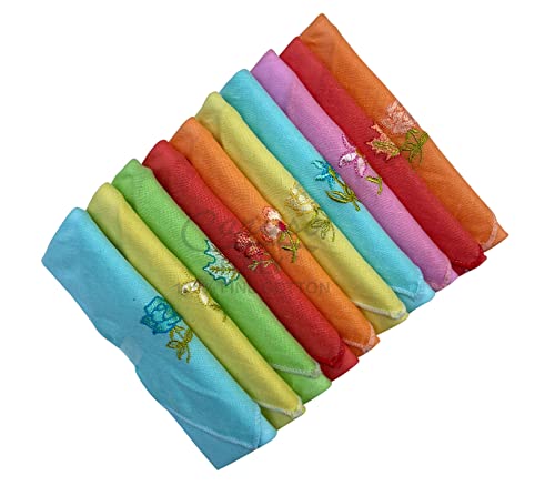 Caruso Italy Women's 100% Pure Cotton Hankerchief - Pack of 10