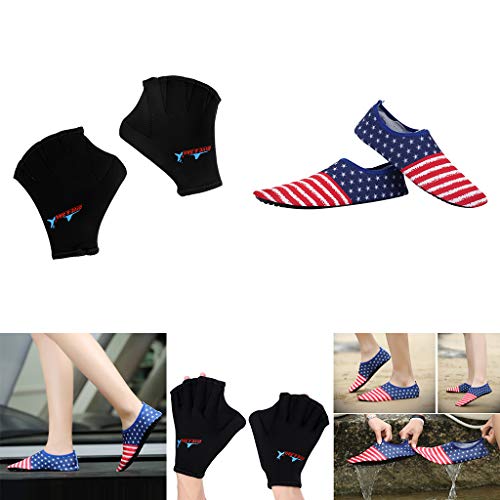 Luvas de mergulho com teia de mergulho da Menolana e 1 par de meias de surfe para piscina e água