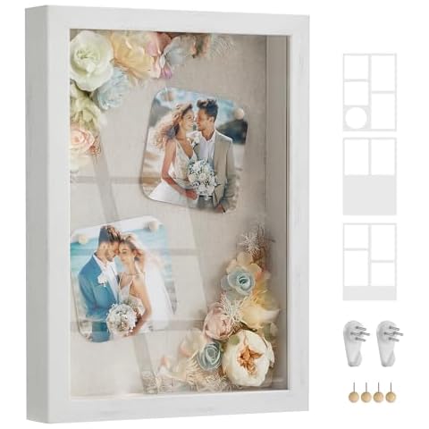SONGMICS A4 Collage Photo Frame with Shadow Box Cover
