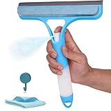Set 3 in 1 per la pulizia delle finestre, raschietto multifunzione per vetri spray, con panno e gancio, adatto per porte in vetro/finestre, raschietti per specchi e spazzole