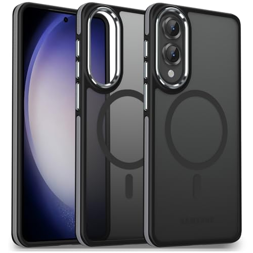 Image of MALEWOLF Case for Samsung Galaxy S25 Edge, Matte Translucent Magnetic Cover [Compatible with Magsafe] [Anti-Slip Grip], Military Grade Shockproof Hybrid Color S25 Edge Phone Case (Black /Grey)