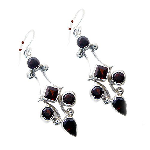 Boucles d'oreilles grenat en argent sterling de qualité supérieure
