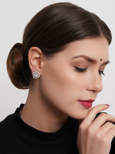Image of Karatcart Women Green American Diamond Stud Earrings