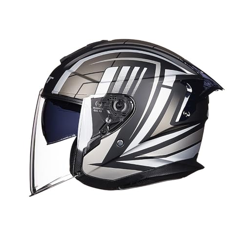 Casco jet retro, casco tres cuartos para adultos, unisex, casco para todas las estaciones, casco abierto para motocicletas y scooters con visera solar, certificado ECE. 2,XL=59 60CM