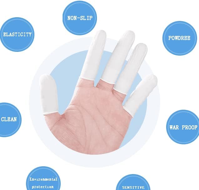Krikish Anti-Static ESD Safe Chlorinated Latex Finger Gloves, Disposable and Reusable for Medical Use, Protective Finger Gloves, White - Set of 100 Pieces 4