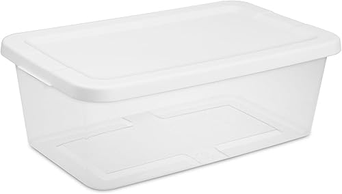 Miniatura 2 de Paquete de 20 recipientes de almacenamiento de plástico transparente de 6 cuartos de galón con tapas a presión, organizadores apilables y duraderos