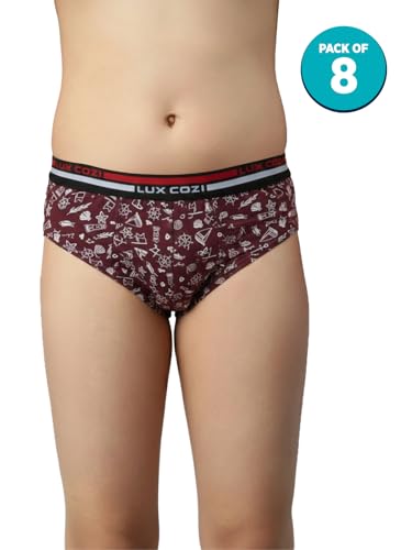 Image of Lux Cozi Boy's Super Combed Cotton Outer Elastic Printed Brief with Ultra Soft Waistband | Colors & Prints May Vary|