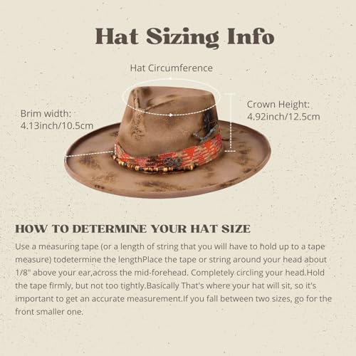 Image of RUEDIGER Vintage Pencil Brim Fedora Hats 100% Wool Felt Hat Panama Rancher Hat with Lightning Logo Handmade Distressed /Burned