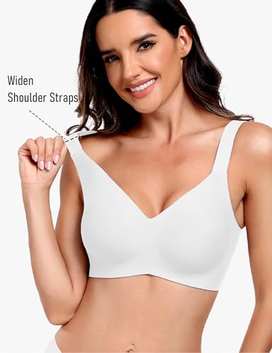 Image of GXOULRRA V Lace Wireless Jelly Bra Seamless Push Up Bras for Women No Underwire Full Coverage Comfortable Sleep Bralette