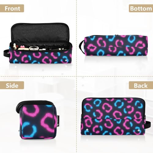 Bolsa de viaje 2-en-1 para rizador con alfombrilla resistente al calor y gran capacidad para organizador de herramientas para el cabello, estilo neón con estampado leopardo miniatura 5