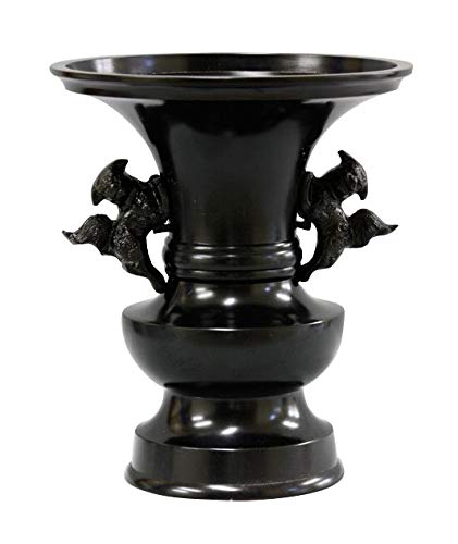 【寺院用仏具】花立て(獅子掛)黒色 8寸(高さ28cm)黒色 【具足 仏具】