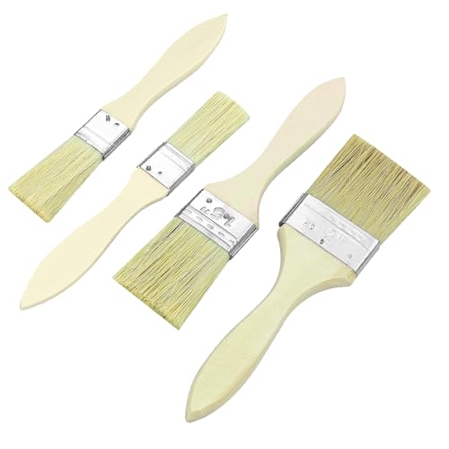 Lot de 3 pinceaux plats fins - 3 tailles - Pinceau plat - Avec manche en bois - Avec manche en bois - Pinceau à poils naturels - Pour peinture