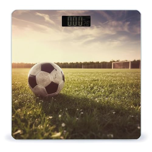 Báscula digital con diseño balón de fútbol y vidrio templado miniatura 1