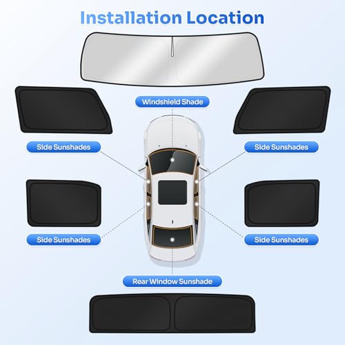 Image of Canvcle Window Shades for 2022-2026 GMC Hummer EV Pickup Accessories Windshield Sun Shade Side Rear Window Covers Sunshade Sun Shield Privacy Protection for Camping Keep Car Cool Black 6PCS(Not SUV)