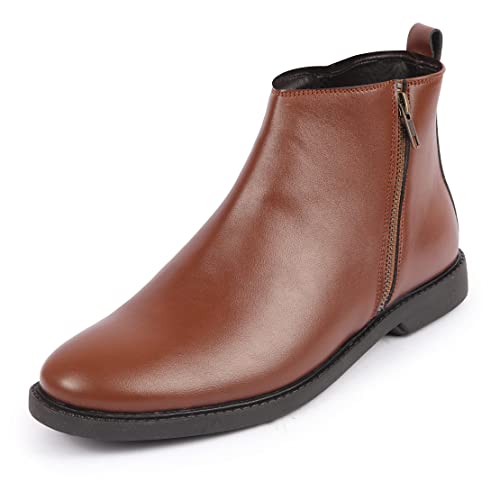 Image of FAUSTO Mens High Ankle Zipper Closure Chelsea Boots | Winter Riding Formal & Casual Style Shoes For Denim Outfits