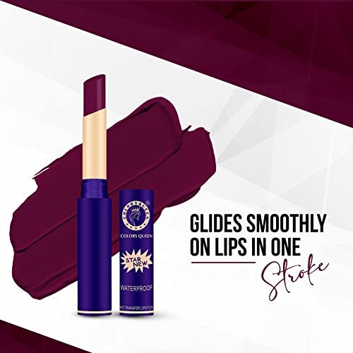 Image of Colors Queen Queen Lips Matte Lipstick | Long Lasting Lipstick Waterproof Highly Pigmented with Smooth Application | Smudge Proof Lipstick for Women (46 - Grape Wine)