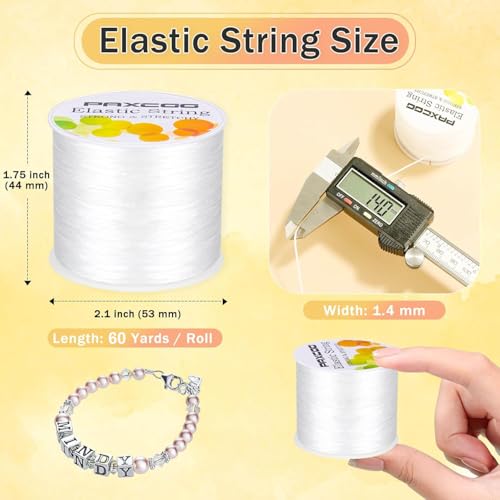 Image of Paxcoo 1.4 mm Elastic Bracelet String Cord, White Stretch Bead Cord for Bracelet Making (Pack of 3)