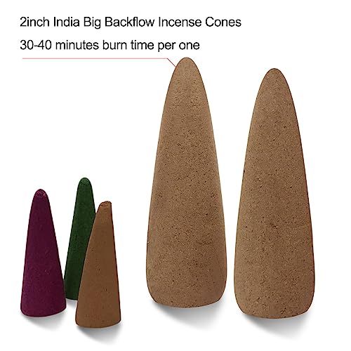 2Inch India Big Backflow Incense Cones For Waterfall 30 Mins Long Burning Time (6 Variants,120 Cones) For-Purification-Relaxation-Positivity-Yoga-Meditation Incense Cone #TOP2