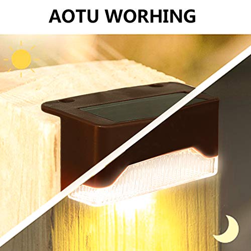 Solar Step Lights Outdoor, Waterproof LED Solar Deck Lights for Stairs, Patio, Fence, Walkways - Auto On/Off 4 Pack (Warm Light) - Thumbnail 5
