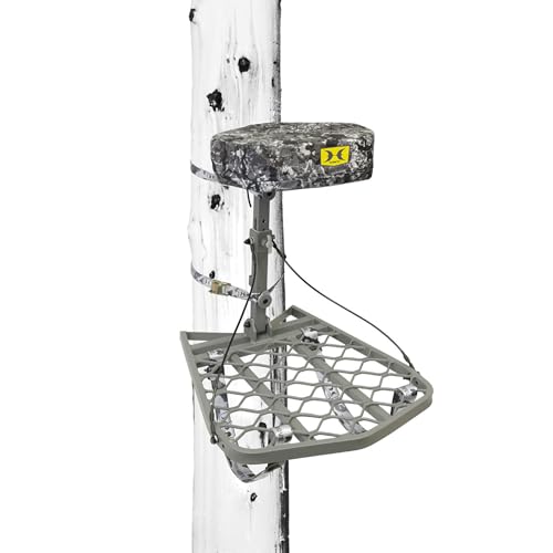 Hawk Helium Ultra Lite Hang-On Stable Lightweight Aluminum Big Game Bow Hunting Tree Stand with 20" x 24" Platform & 16" x 10" Pressure Relieving Memory Foam Seat