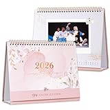 Tischkalender 2026 zum Selbstgestalten - Bastelkalender 2026 von Janury bis Dezember, Stehkalender 2026 selbst gestalten, Kalender 2026, DIN Monatskalender für 10x15 cm Fotos, Rose