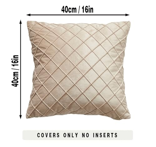 GONOVE Cushion Covers 40X40cm Soft Velvet Decorative Throw Pillow Cases Pack of 2 Square Pillow Covers Pillowcases with Invisible Zipper for Home Couch Sofa Bed Beige - Image 2