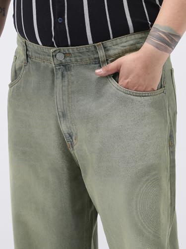 Image of Urbano Plus Men's Loose Baggy Fit Heavy Washed Jeans Non-Stretchable