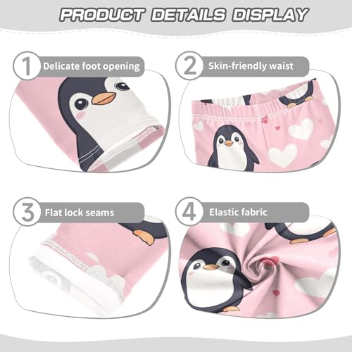 Penguin and Heart Girls Leggings,Workout Leggings for Girls Toddler Athletic Legging Size for 3-10T3