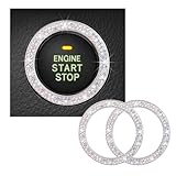 Kewucn 2 PCS Bling Crystal Double Rhinestone Car Engine Start Decoration Ring, Sparkling Push Start Button Sticker, Key Ignition & Knob Ring Decoration, Bling Car Interior Accessory(AB)