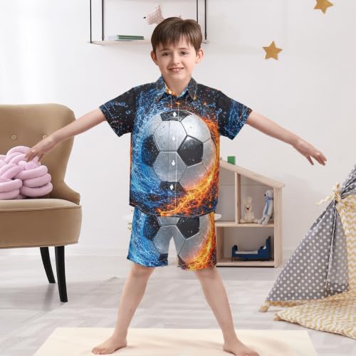 Image of 3T Toddler Boy Shorts Set Teal Hawaiian Button Down Shirts Summer Outfits for Little Boy
