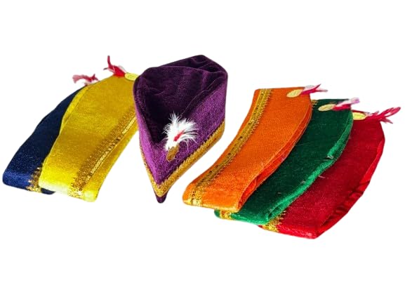 BB Anarkali cap with feather/Qawalli topi/puree velvet anarkali topi for men women dance performance republic day kitty party theme wedding multicolour-picture-18