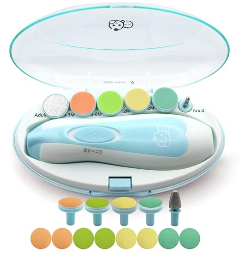 Image of Royal Angels Baby Nail File, 21 in 1 Set with Labels, Electric Nail Kit, Extra 13 Replacement Tools, Baby Nail Trimmer, Baby Nail Care, Newborn Toddler Toes & Fingernails Clipper, Trim & Polish (Blue)