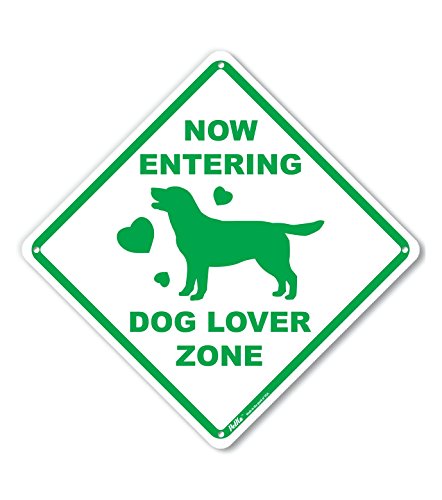 Panneau en aluminium Dog Lover Zone blanc et vert 25x25 cm