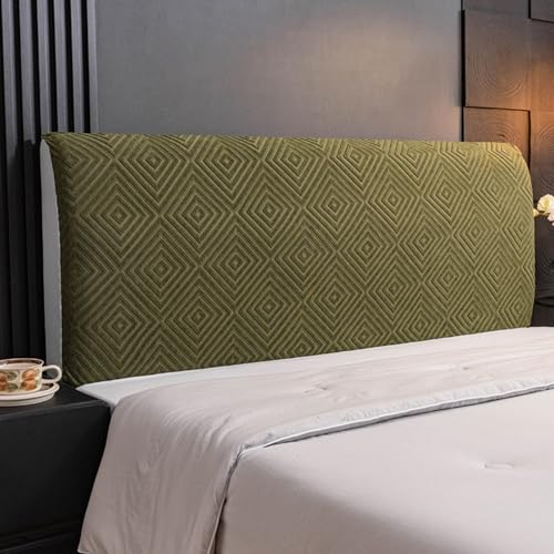 Treer Bett Kopfteil Bezug, Einfarbiger Bettkopfteil Bezug Jacquard Staubdicht Bettkopfteil Hussen, All-Inclusive Schutz Dekorativ für Schlafzimmer Bett Kopfteil (Grünes Labyrinth,200cm)