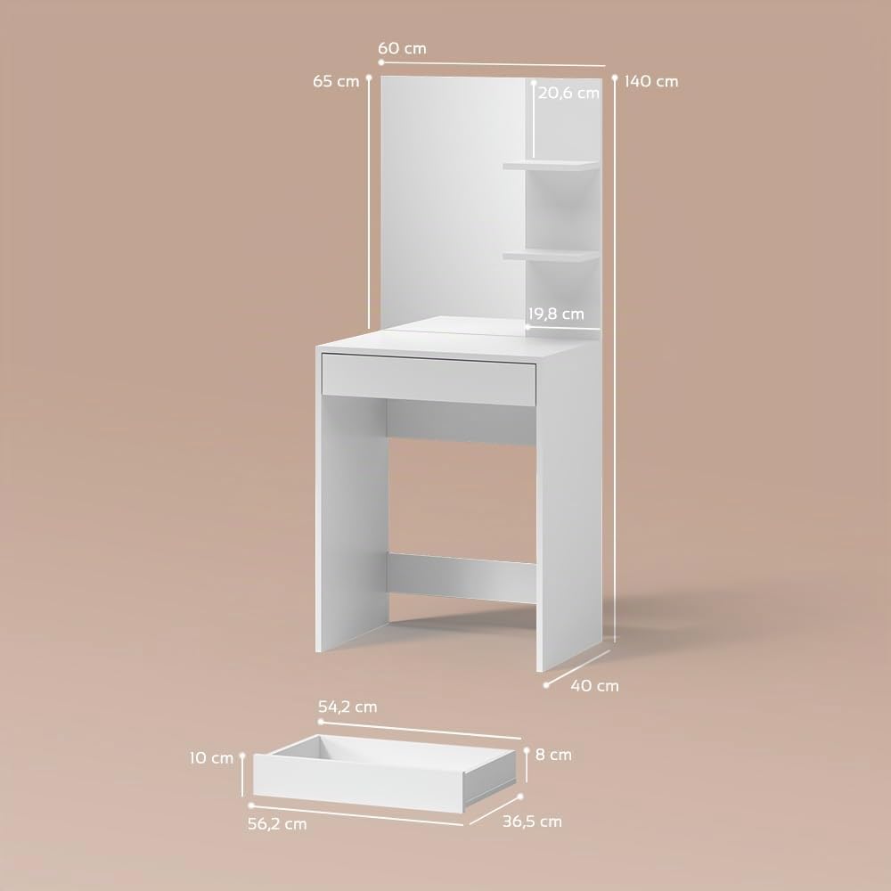 Livinity Tavolo da toeletta Nola, Bianco, 60 cm